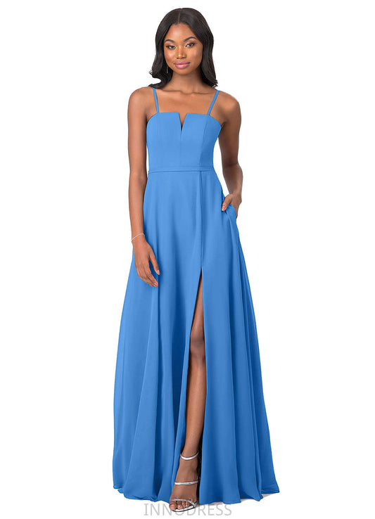 Kathryn A-Line/Princess Natural Waist Spaghetti Staps Sleeveless Floor Length Bridesmaid Dresses