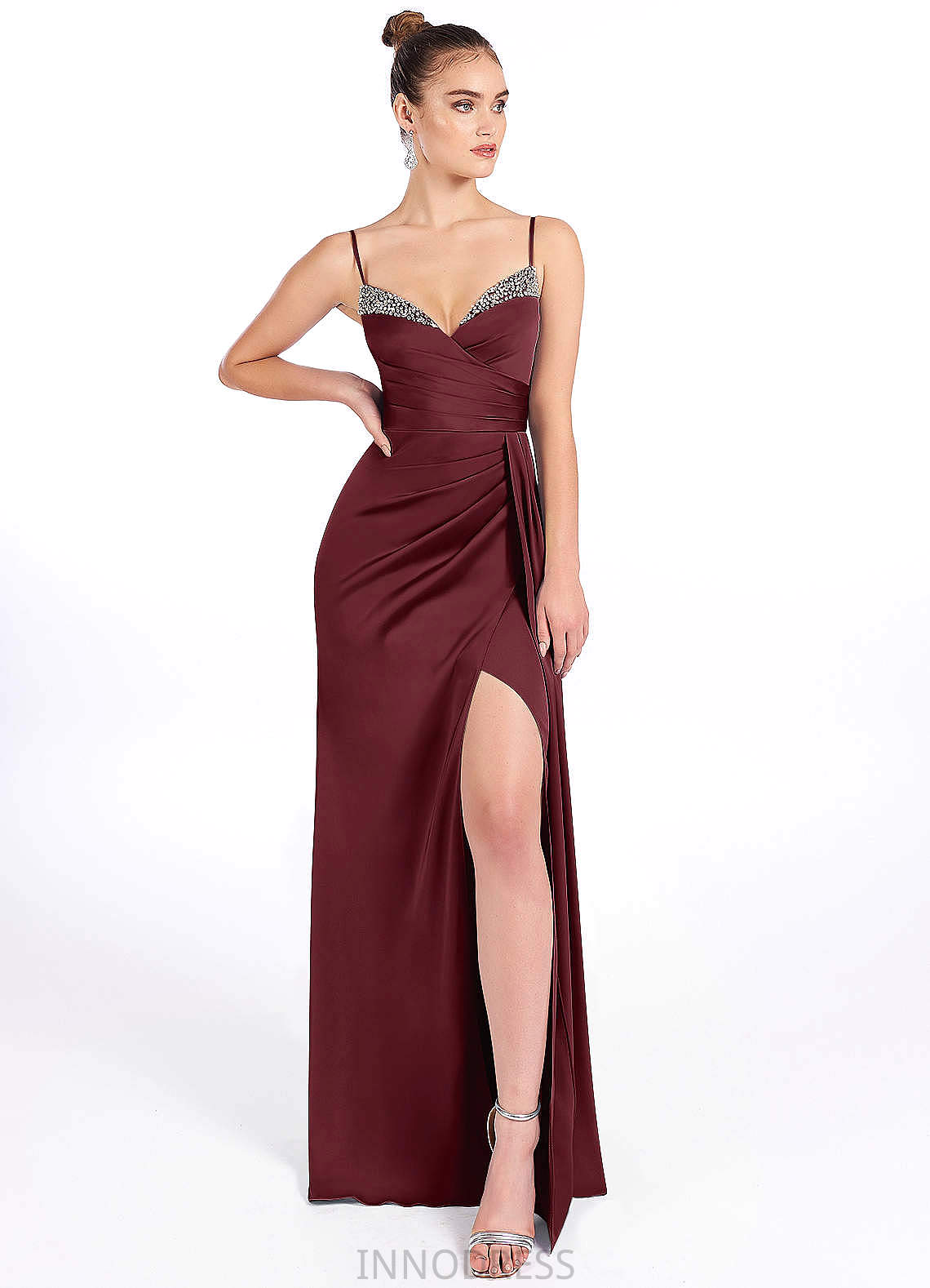 Britney Floor Length Sleeveless A-Line/Princess Natural Waist V-Neck Bridesmaid Dresses