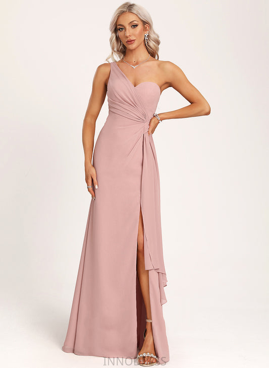 Length Ruffle Neckline Fabric Silhouette A-Line One-Shoulder Embellishment Floor-Length Katelyn A-Line/Princess Scoop Bridesmaid Dresses