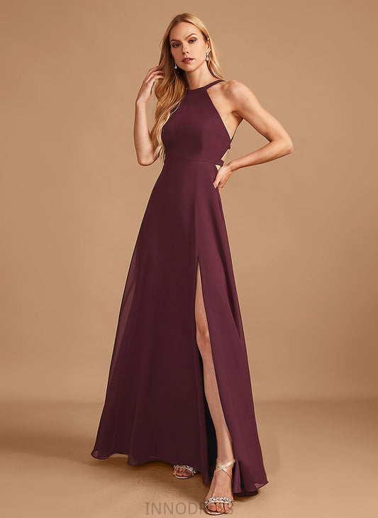 Neckline Floor-Length SplitFront Silhouette Length Embellishment Fabric HighNeck A-Line Laurel V-Neck Sleeveless Bridesmaid Dresses