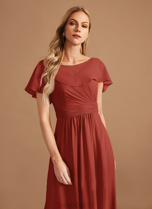 Fabric Neckline Floor-Length SplitFront Embellishment A-Line HighNeck Silhouette Ruffle Length Makena V-Neck Bridesmaid Dresses