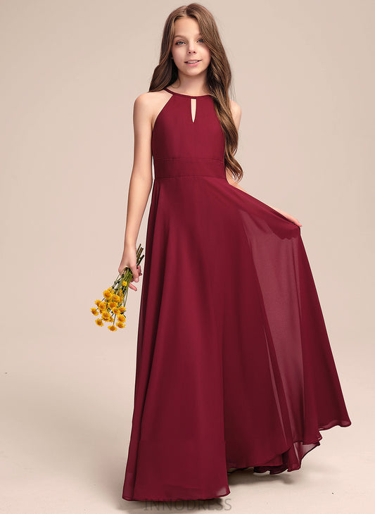 Scoop Chiffon Junior Bridesmaid Dresses Tara Floor-Length Neck A-Line