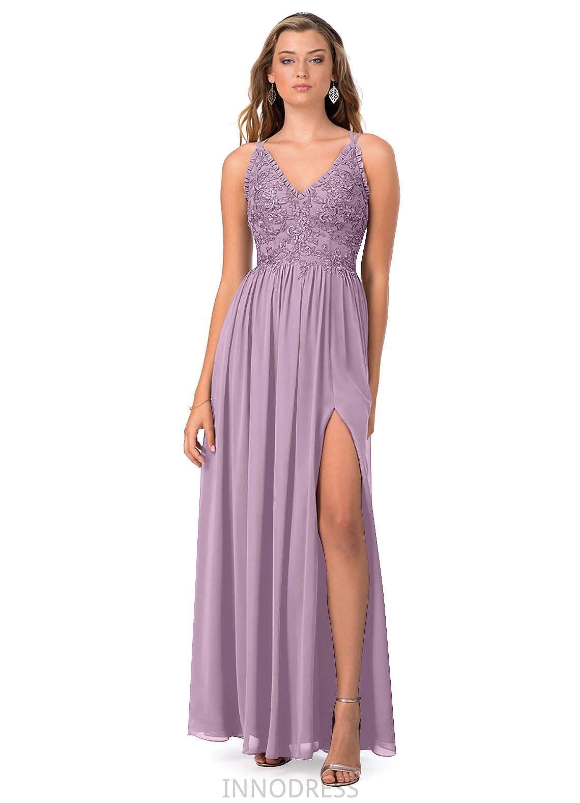 Dakota A-Line/Princess Sleeveless Natural Waist Floor Length Spaghetti Staps Bridesmaid Dresses