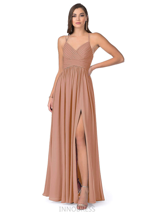 Jane A-Line/Princess Natural Waist Floor Length Straps Sleeveless Bridesmaid Dresses