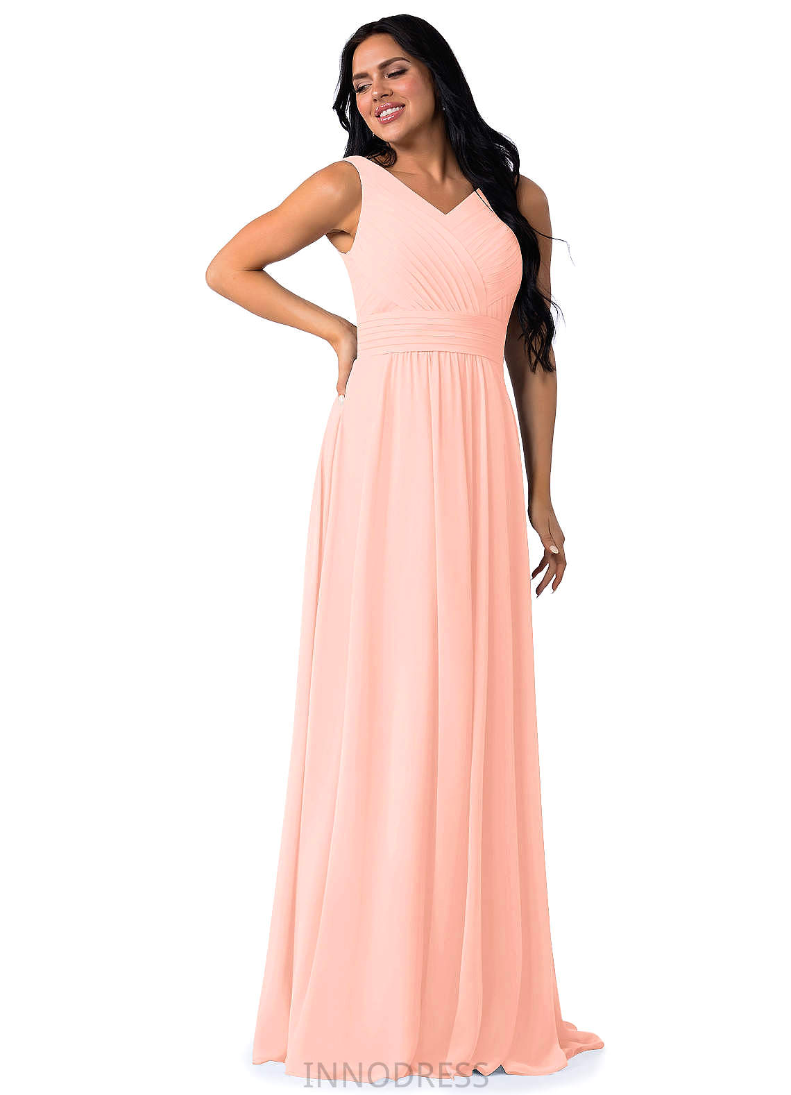 Judy Spaghetti Staps Floor Length Natural Waist Sleeveless A-Line/Princess Bridesmaid Dresses