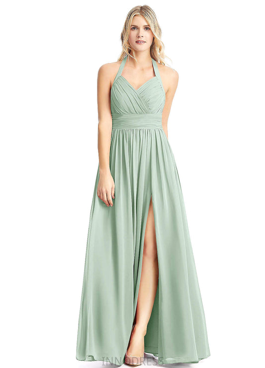 Adriana Spaghetti Staps Natural Waist Sleeveless A-Line/Princess Floor Length Bridesmaid Dresses