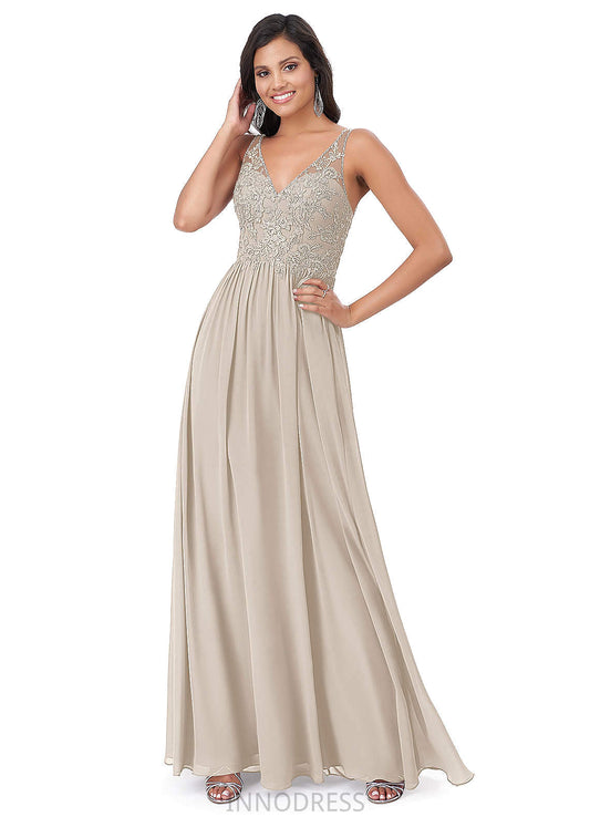 Olive V-Neck Sleeveless Natural Waist Floor Length A-Line/Princess Bridesmaid Dresses