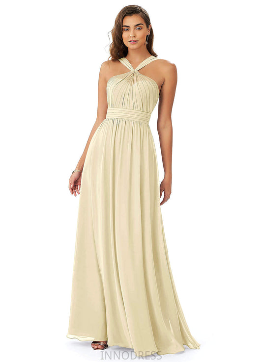 Kylie A-Line/Princess Floor Length Spaghetti Staps Natural Waist Sleeveless Bridesmaid Dresses