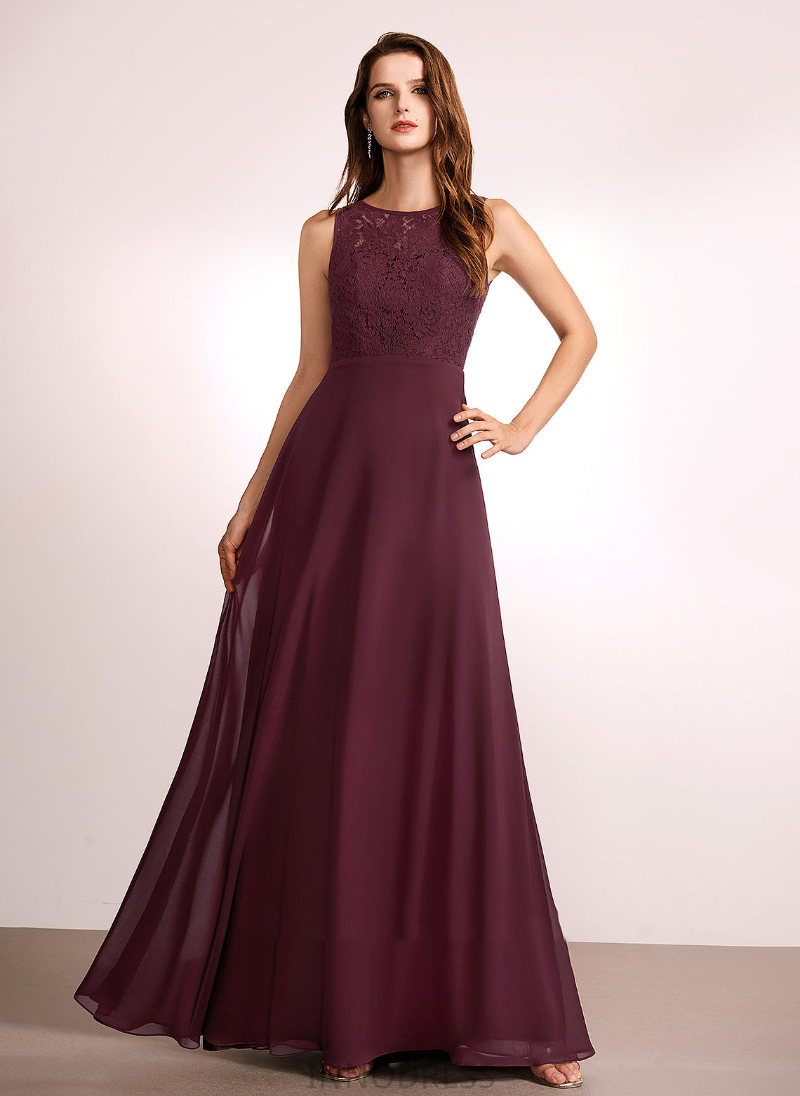 Fabric A-Line Lace RegularStraps Length Silhouette Floor-Length Sleeve Straps Kaila V-Neck Floor Length Bridesmaid Dresses