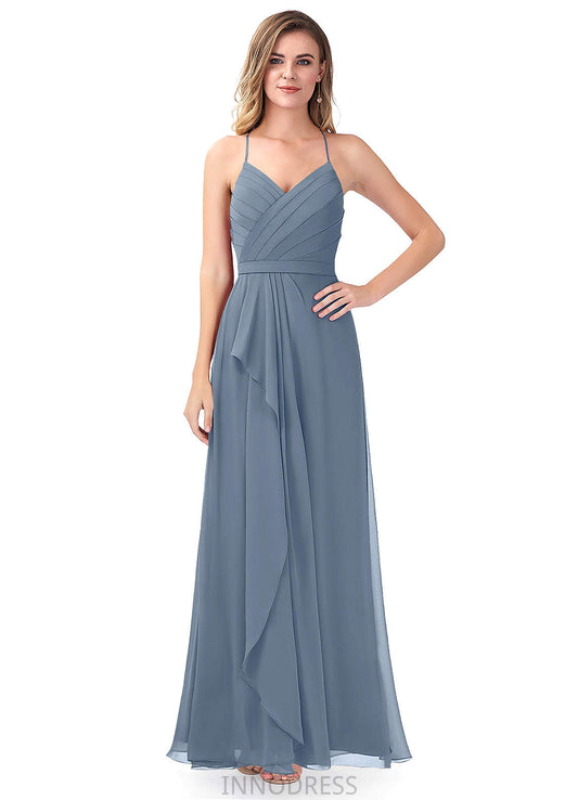 Helen Sleeveless V-Neck A-Line/Princess Floor Length Natural Waist Bridesmaid Dresses