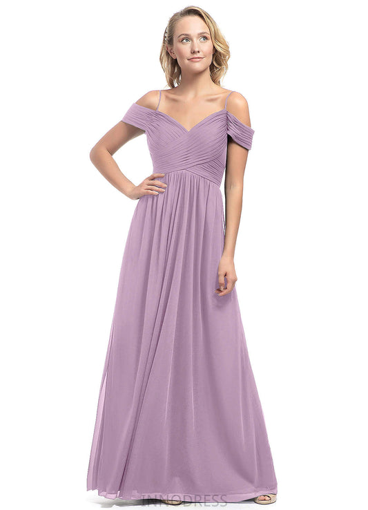 Emma Floor Length Spaghetti Staps Natural Waist Half Sleeves A-Line/Princess Bridesmaid Dresses