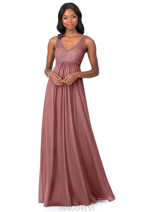 Danielle A-Line/Princess V-Neck Floor Length Sleeveless Natural Waist Bridesmaid Dresses