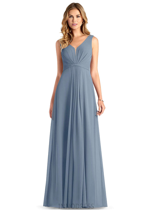 Kirsten V-Neck Natural Waist Sleeveless A-Line/Princess Floor Length Bridesmaid Dresses