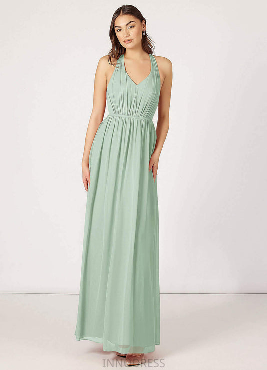 Evangeline A-Line/Princess Floor Length Sleeveless Natural Waist Spaghetti Staps Bridesmaid Dresses