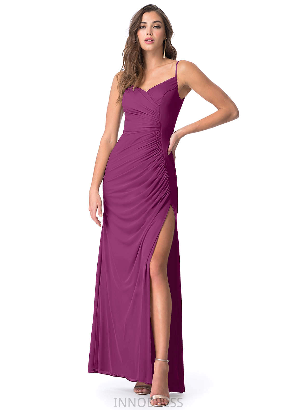 Kendal One Shoulder Natural Waist Trumpet/Mermaid Sleeveless Velvet Floor Length Bridesmaid Dresses