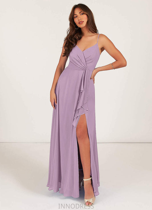 Jaylen A-Line/Princess Natural Waist Sleeveless Floor Length V-Neck Bridesmaid Dresses