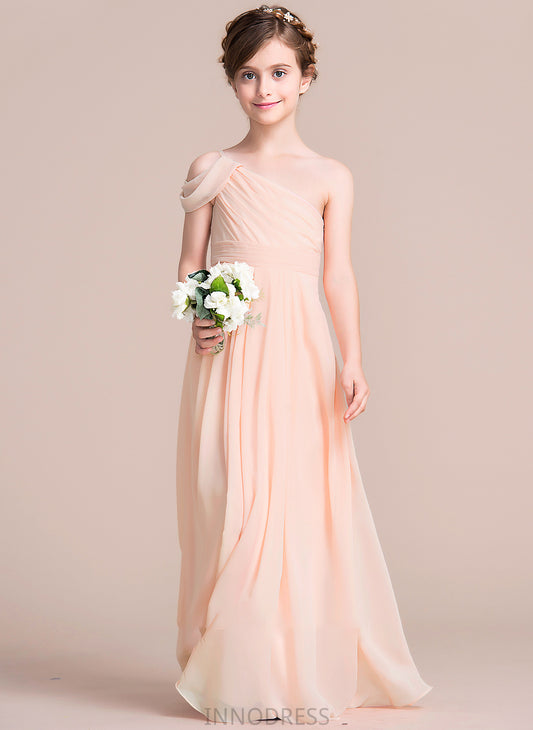 One-Shoulder Tatum With Chiffon Junior Bridesmaid Dresses Ruffle Floor-Length A-Line