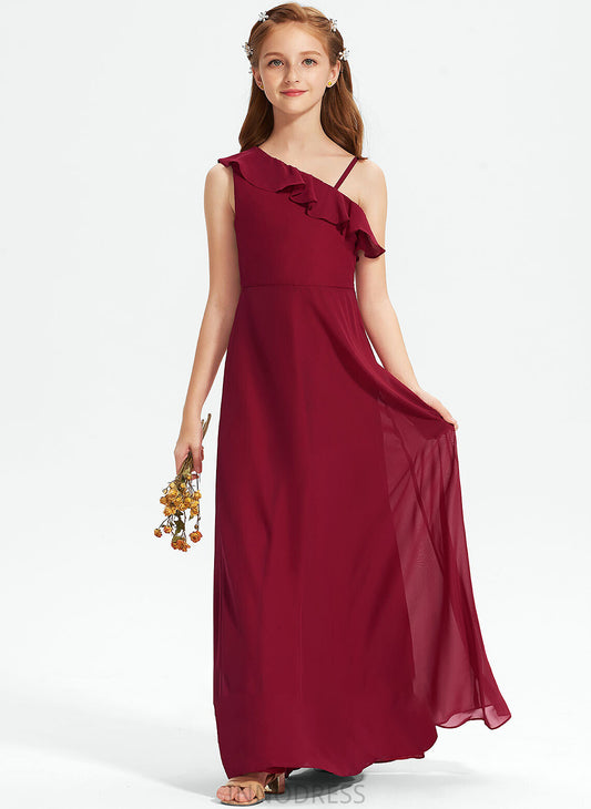 Chiffon Ruffles Kassidy A-Line Floor-Length One-Shoulder Junior Bridesmaid Dresses With