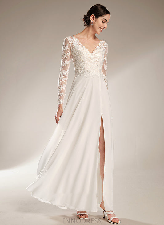 Front With Wedding Dresses Fernanda V-neck A-Line Dress Wedding Split Floor-Length