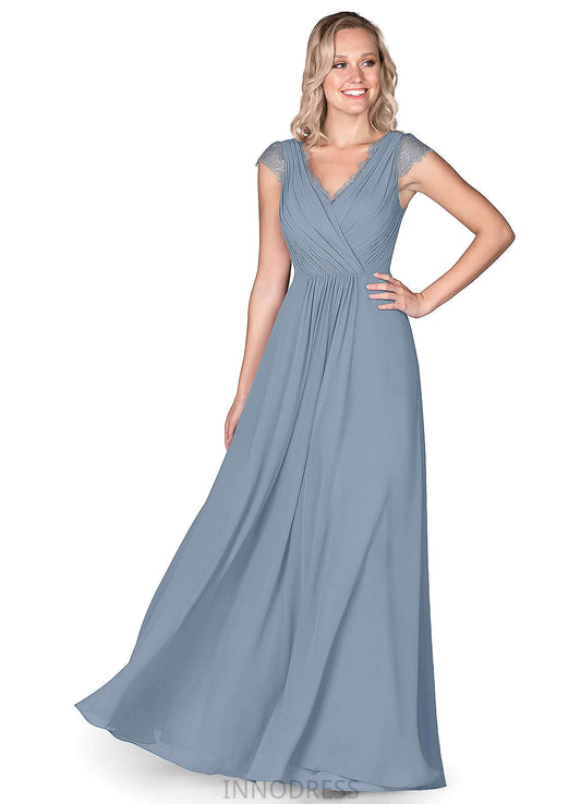 Adrianna Floor Length V-Neck Natural Waist Sleeveless A-Line/Princess Bridesmaid Dresses