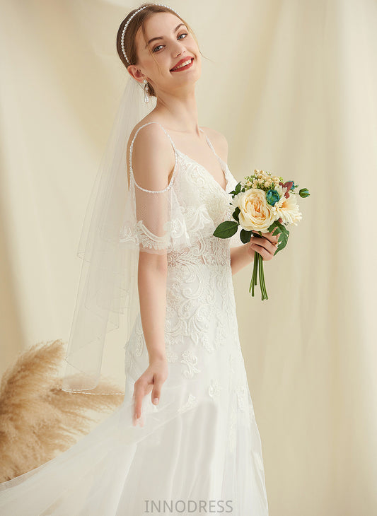 With Tulle V-neck Hana Wedding Sweep Wedding Dresses Dress Beading Train A-Line Lace