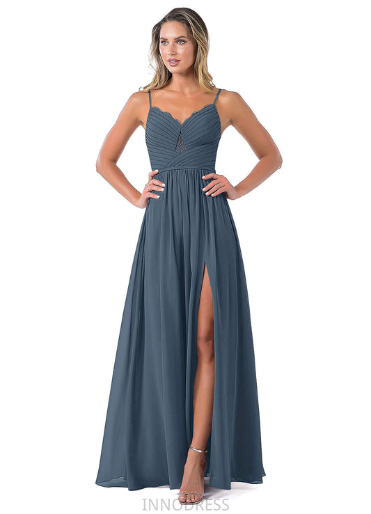 Sophia Floor Length Spaghetti Staps Natural Waist A-Line/Princess Sleeveless Bridesmaid Dresses