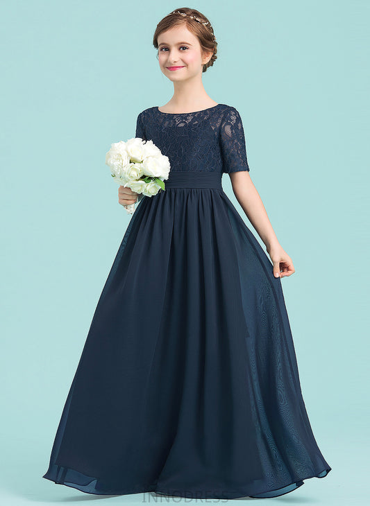 Alma A-LineScoopNeckFloor-LengthChiffonJuniorBridesmaidDress#148411 Junior Bridesmaid Dresses