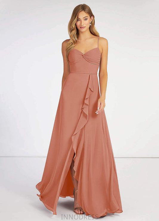 Heather Spaghetti Staps A-Line/Princess Sleeveless Floor Length Natural Waist Bridesmaid Dresses