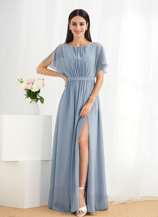 Length Ruffle Fabric A-Line Silhouette Embellishment Floor-Length SplitFront Straps Heaven A-Line/Princess Natural Waist Bridesmaid Dresses