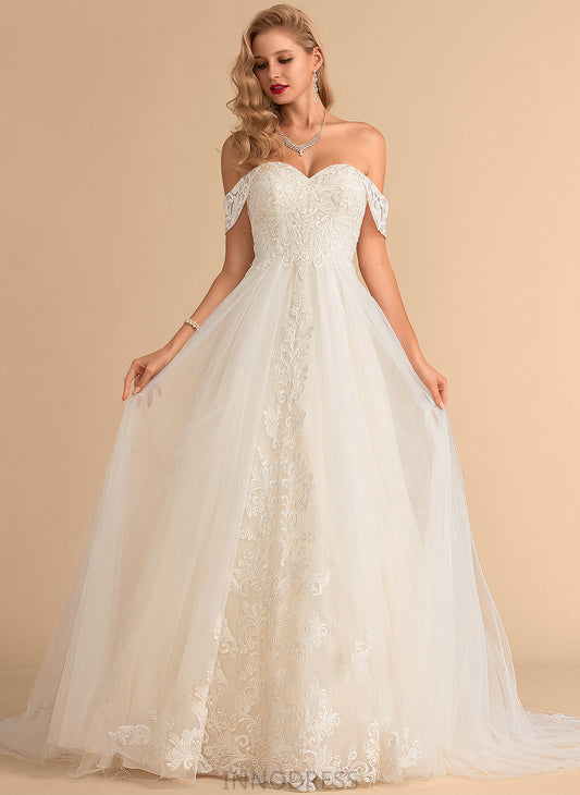 Lace Ball-Gown/Princess Ruth Dress Chapel Sequins Wedding Dresses Train Tulle With Wedding