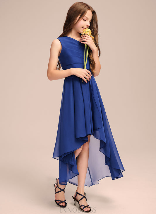 Finley Junior Bridesmaid Dresses Chiffon One-Shoulder With Asymmetrical Bow(s) A-Line Ruffles