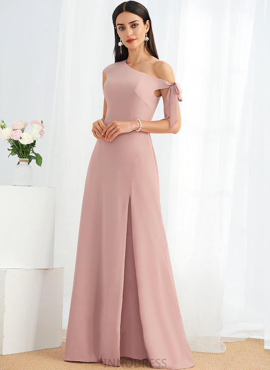 Length A-Line Floor-Length Silhouette Embellishment Bow(s) Neckline One-Shoulder Fabric Addisyn Natural Waist Floor Length Bridesmaid Dresses