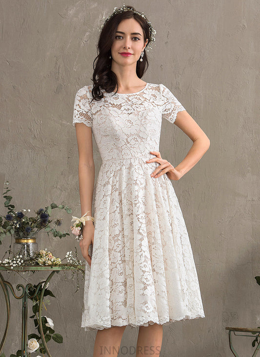 Aryana Knee-Length Wedding Dresses Neck Wedding Dress Lace A-Line Scoop