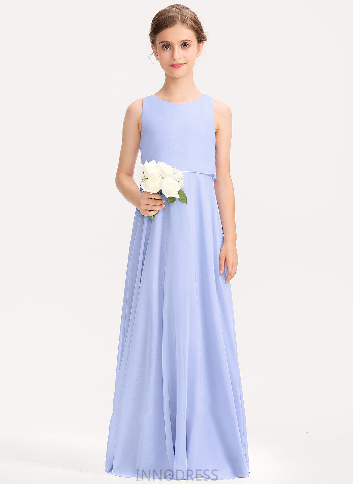 Chiffon A-Line Junior Bridesmaid Dresses Scoop Amari Floor-Length Neck