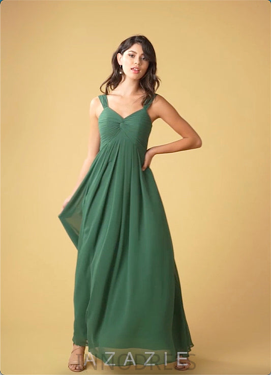 Sherlyn Sleeveless Natural Waist Floor Length Spaghetti Staps Sheath/Column Bridesmaid Dresses