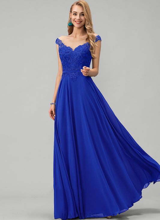 Neck Lace Chiffon With Marianna A-Line Floor-Length Scoop Sequins Prom Dresses