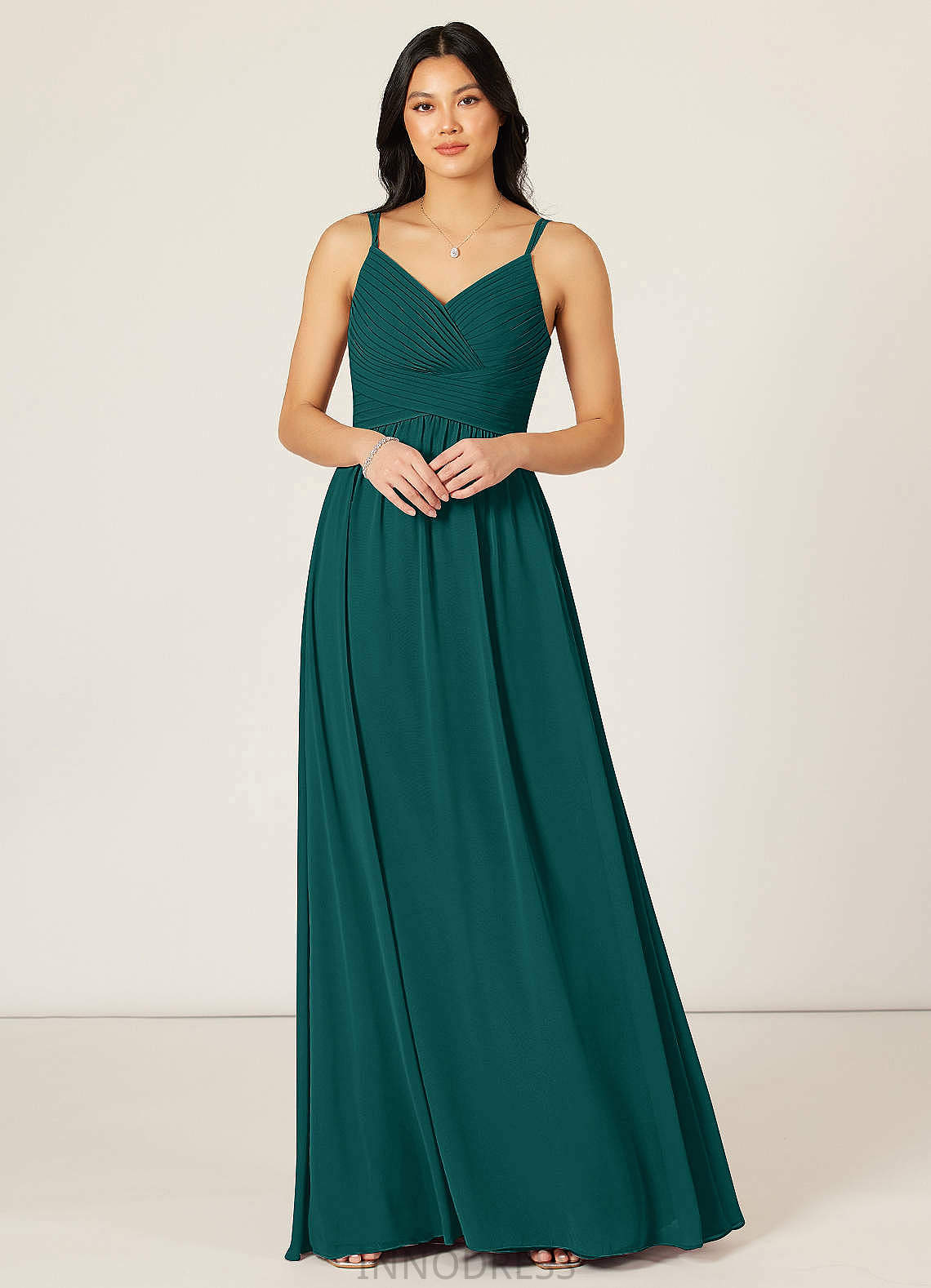 Finley Floor Length A-Line/Princess Natural Waist Sleeveless V-Neck Bridesmaid Dresses