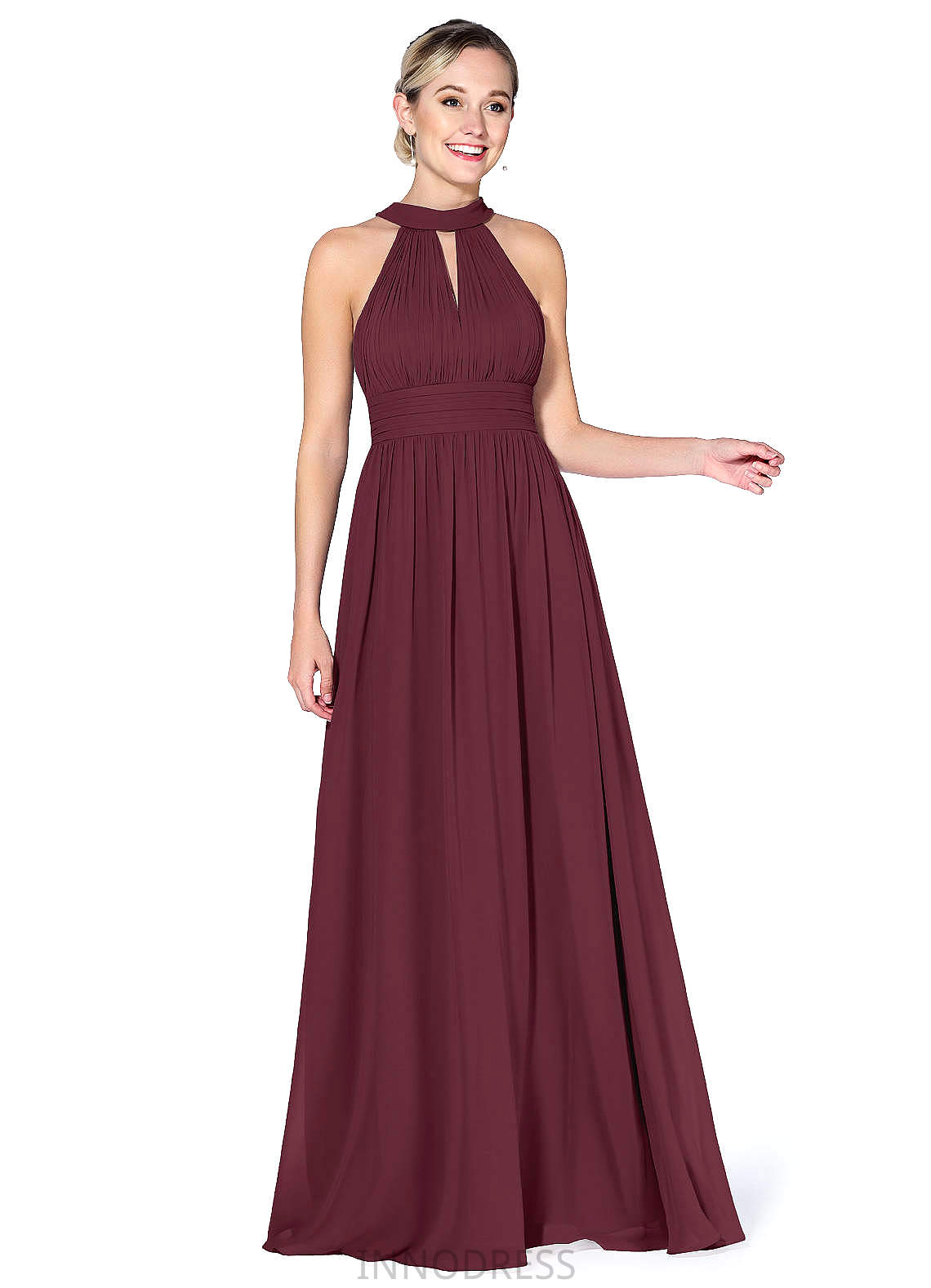 Makena Natural Waist Spaghetti Staps A-Line/Princess Sleeveless Floor Length Bridesmaid Dresses