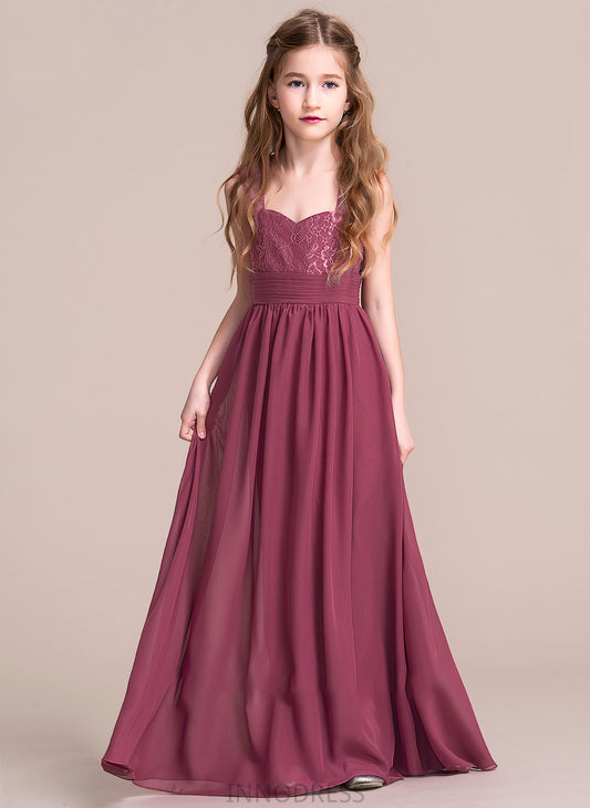 Junior Bridesmaid Dresses Sweetheart With Ruffle Chiffon Cheyenne A-Line Floor-Length