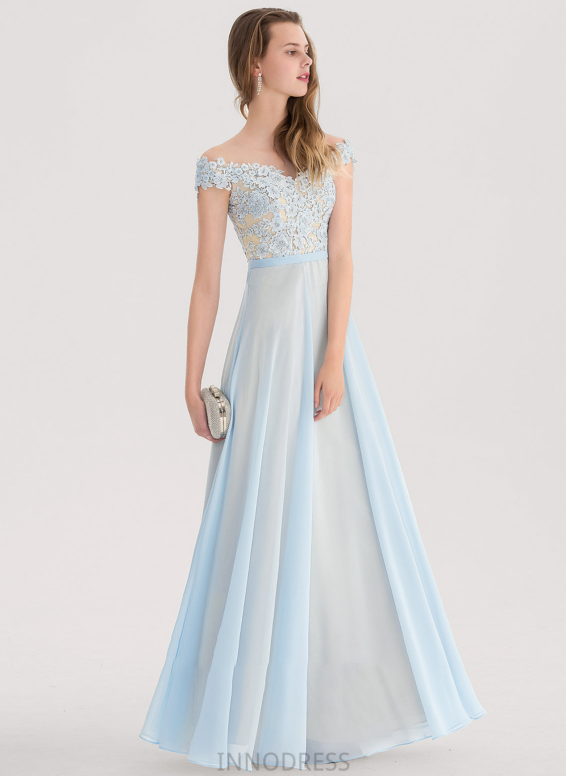 With Chiffon Prom Dresses Sequins A-Line Off-the-Shoulder Floor-Length Chaya Beading