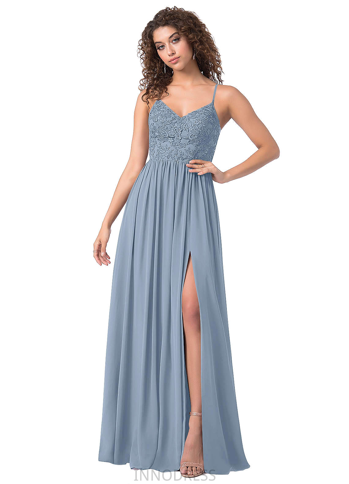 Camryn Floor Length A-Line/Princess Natural Waist Sleeveless V-Neck Bridesmaid Dresses