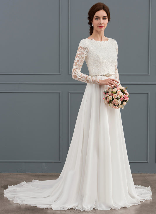 Wedding Dresses Dress Court Chiffon A-Line Wedding Train Taniyah With Beading Lace