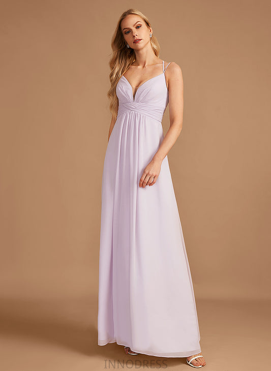 Ruffle V-neck Length Fabric Silhouette Neckline Floor-Length A-Line Embellishment Dominique Sleeveless Natural Waist Bridesmaid Dresses