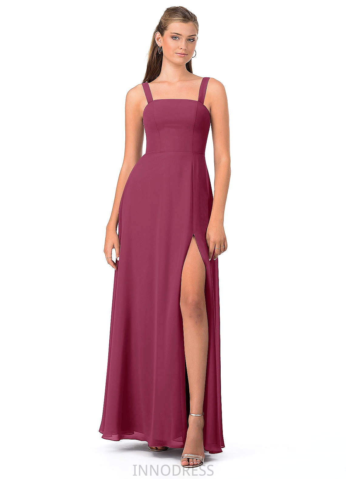 Naima Spaghetti Staps Floor Length A-Line/Princess Natural Waist Sleeveless Bridesmaid Dresses