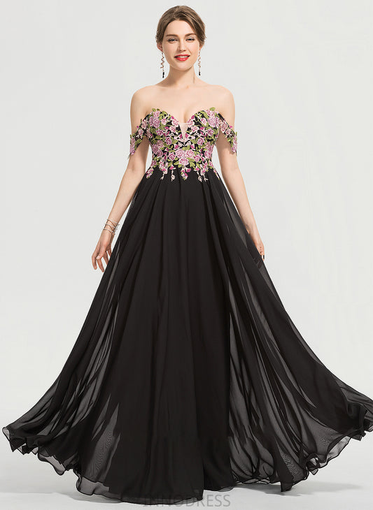 Prom Dresses Scarlet Floor-Length Ball-Gown/Princess Chiffon Off-the-Shoulder