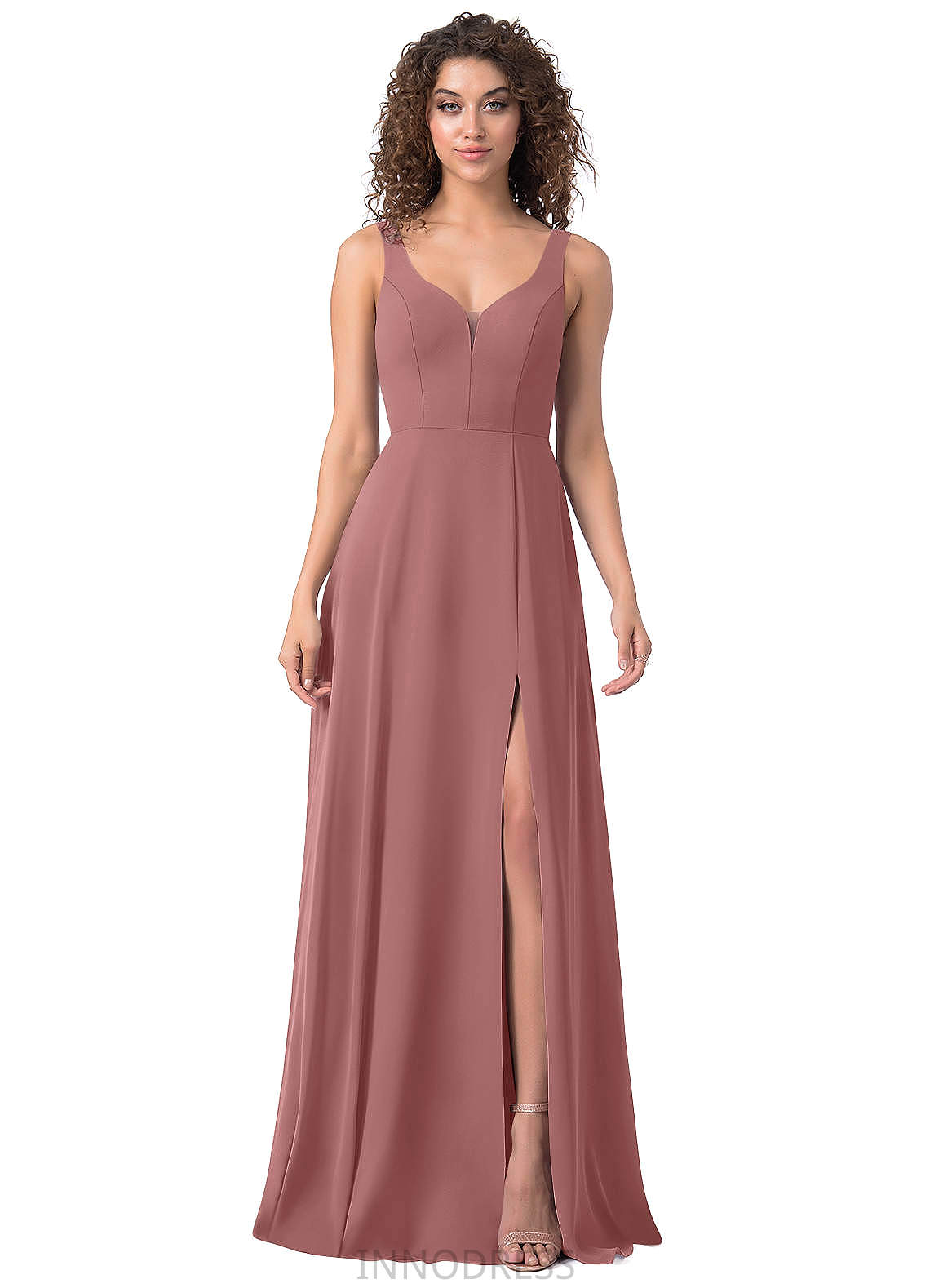 Lexi A-Line/Princess Natural Waist Knee Length Sleeveless V-Neck Bridesmaid Dresses