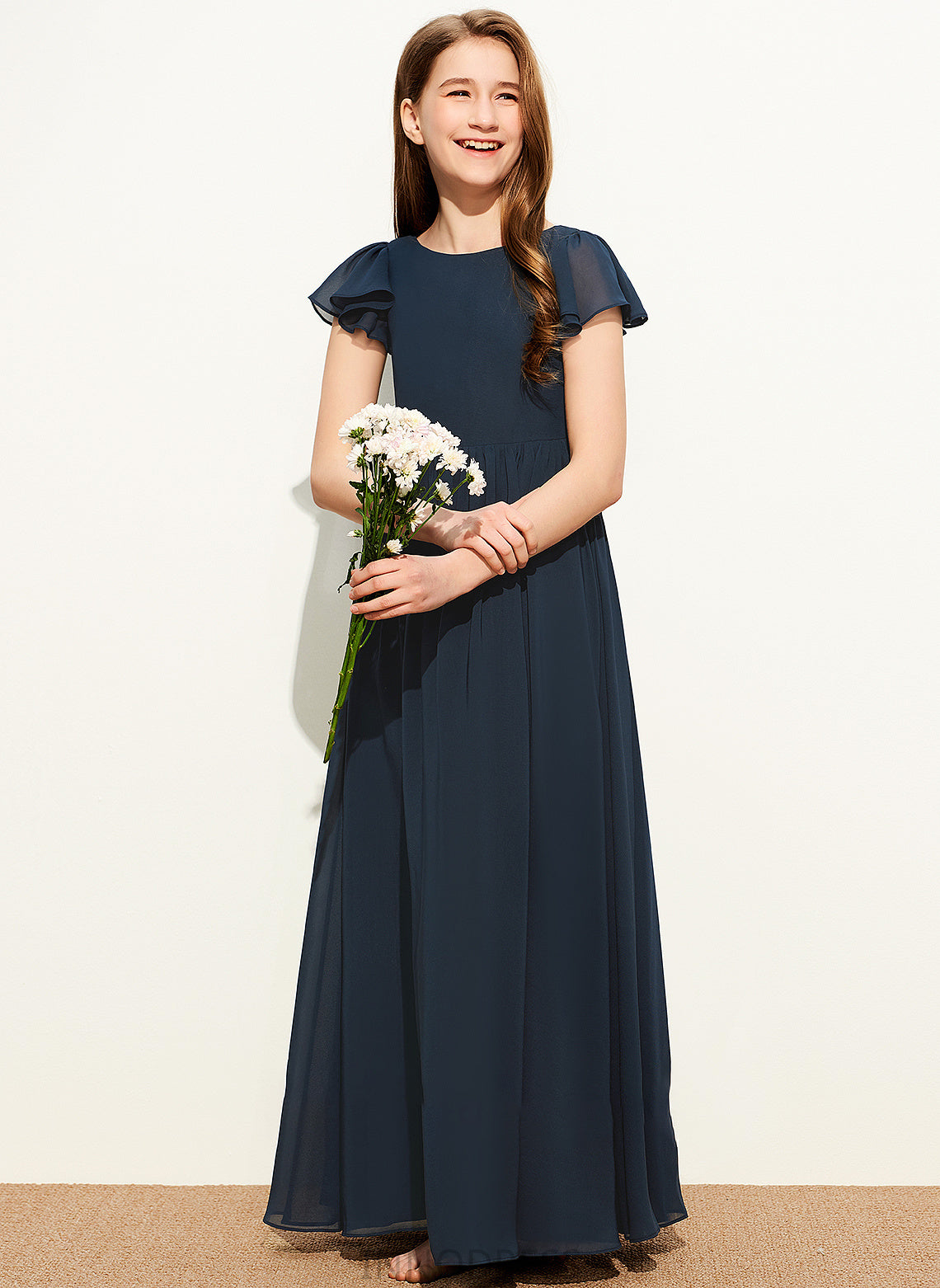 Hillary Junior Bridesmaid Dresses A-LineScoopNeckFloor-LengthChiffonJuniorBridesmaidDress#253684