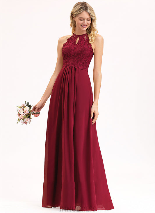 Chiffon Lace A-Line Floor-Length Scoop Noemi Neck Prom Dresses