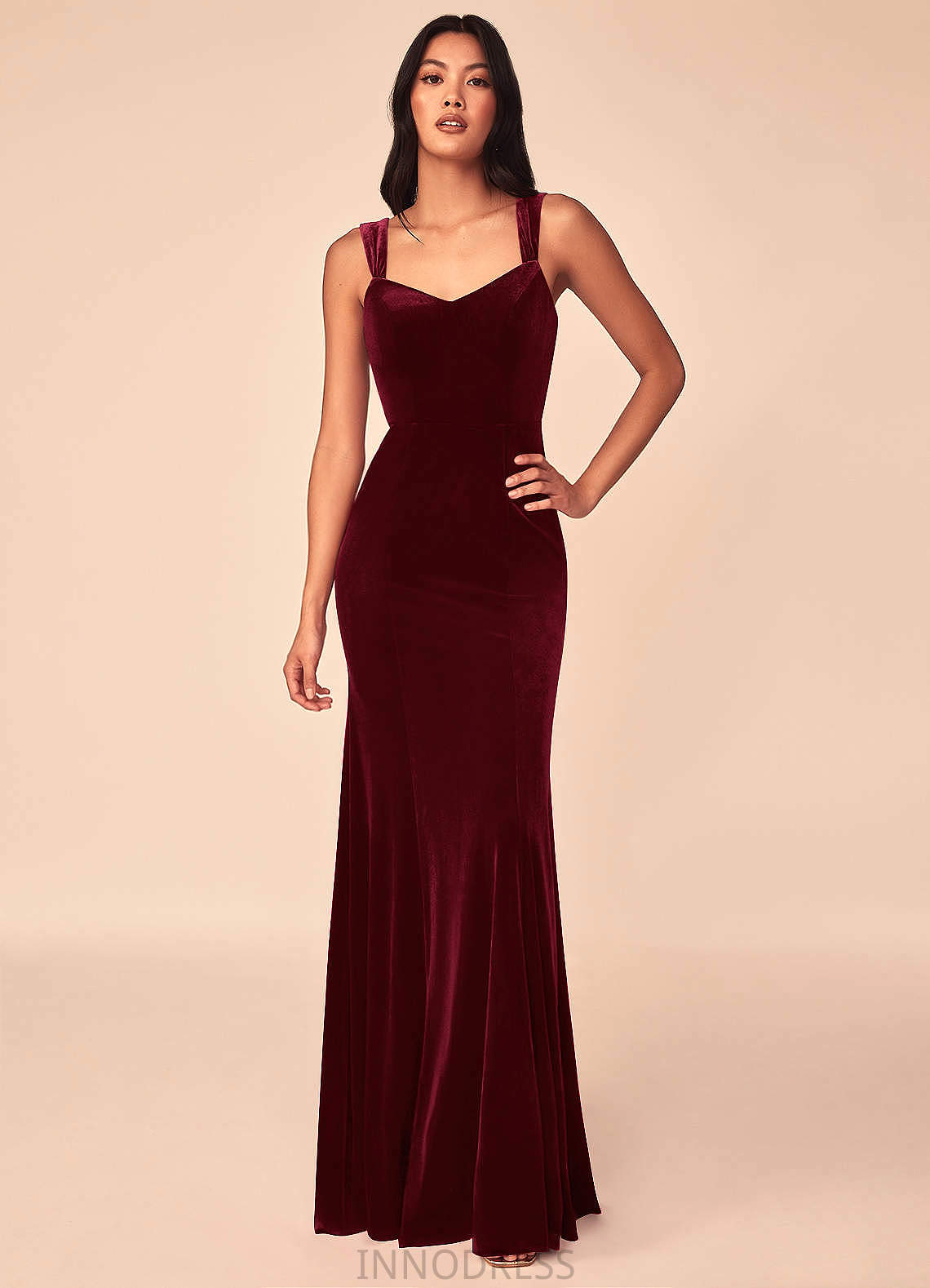 Rory A-Line/Princess Floor Length Natural Waist Sleeveless Spaghetti Staps Bridesmaid Dresses