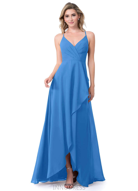 Scarlet Sleeveless Natural Waist Floor Length A-Line/Princess V-Neck Bridesmaid Dresses